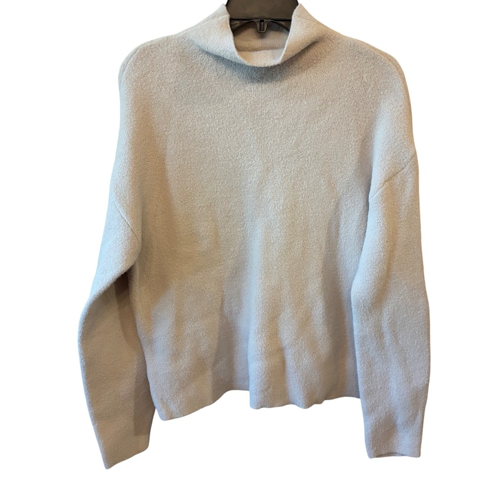 Coquette Mock Neck Sweater Women Size S in Oatmilk Office Corporate Baddie